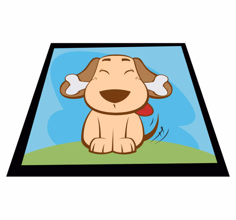 Happy dog with bone animal vinyl rug - TenStickers