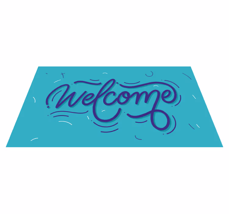 Welcome blue design entrance hall vinyl rug - TenStickers