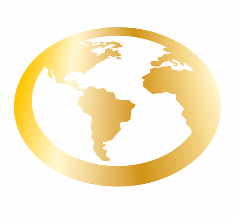 Golden Globe Motif world map vinyl rug - TenStickers