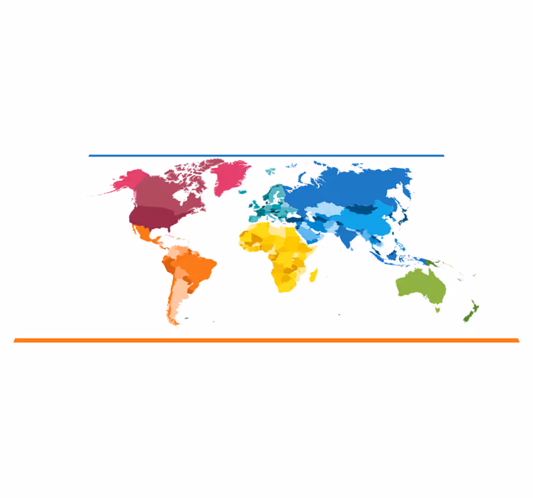 World map vinyl rug in vibrant colors - TenStickers