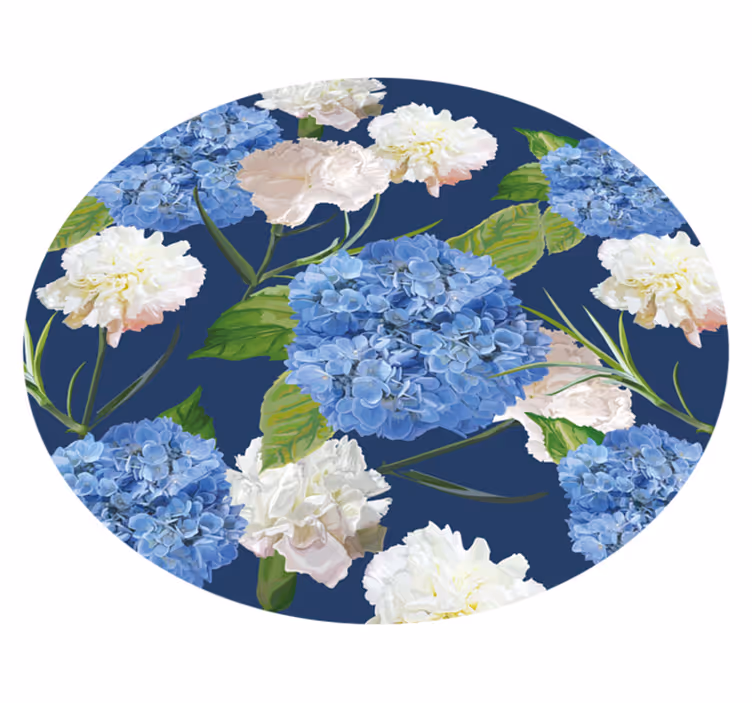 Hydrangea pattern vinyl rug flowers - TenStickers
