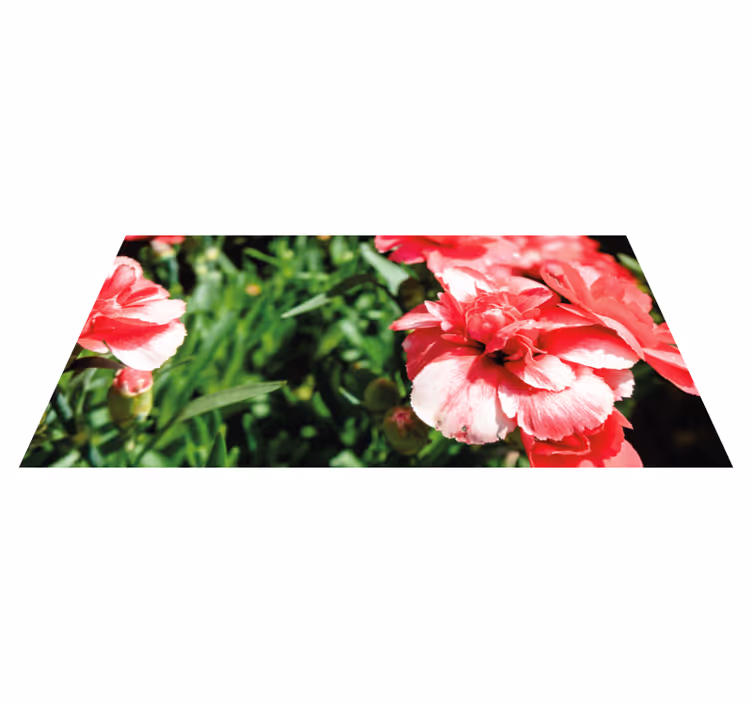 Pink blooms and grass vinyl rug flowers - TenStickers