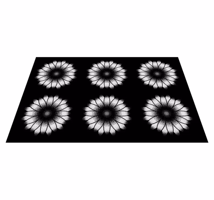 Black and white inspiration vinyl rug flowers - TenStickers
