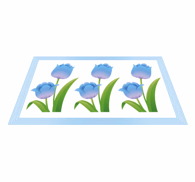 Blue Tulip Display vinyl rug flowers - TenStickers
