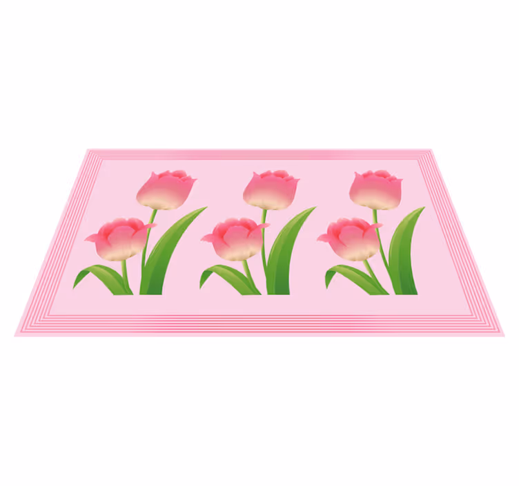 Pink Tulip Display vinyl rug flowers - TenStickers