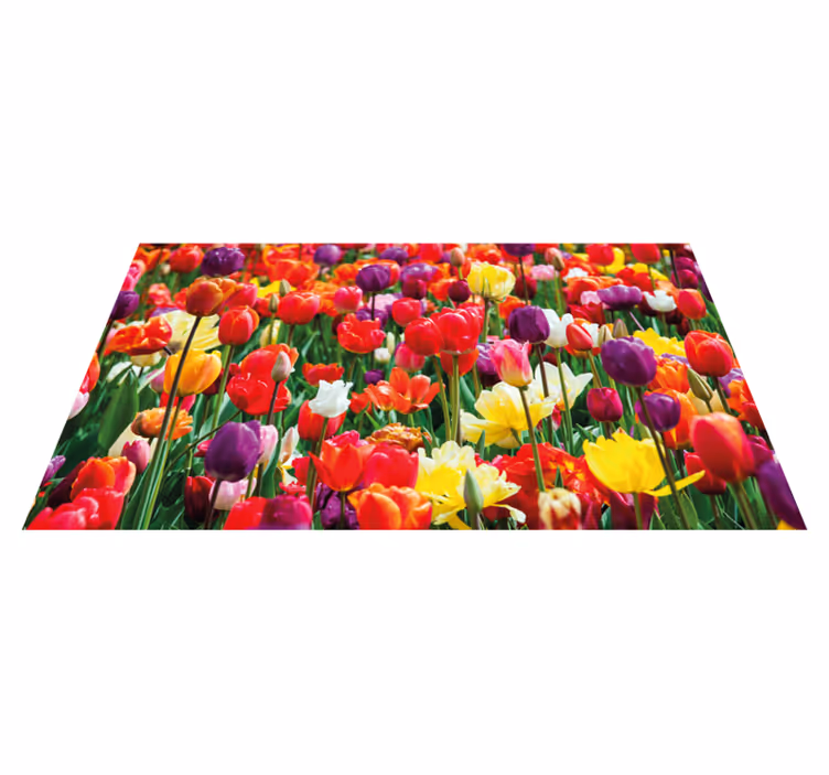 Vibrant Tulip Arrangement vinyl rug flowers - TenStickers