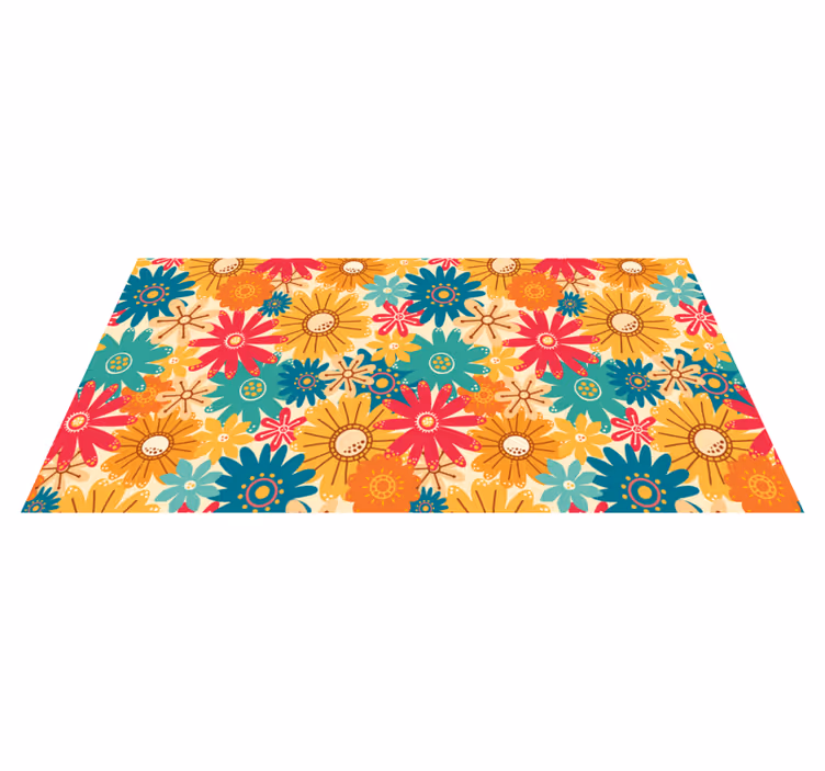 Vinyl rug flowers colorful floral design - TenStickers