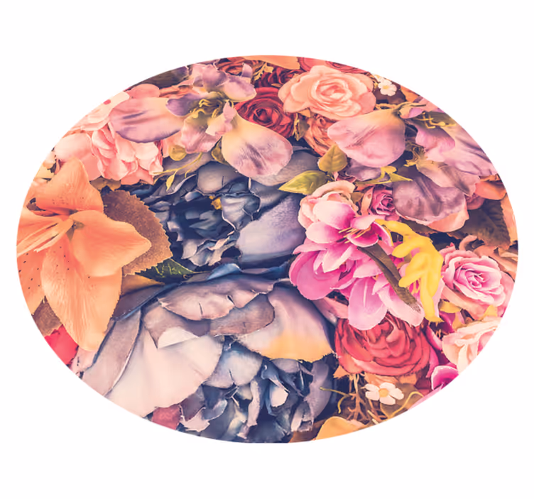 Floral Round Arrangement vinyl rug flowers - TenStickers