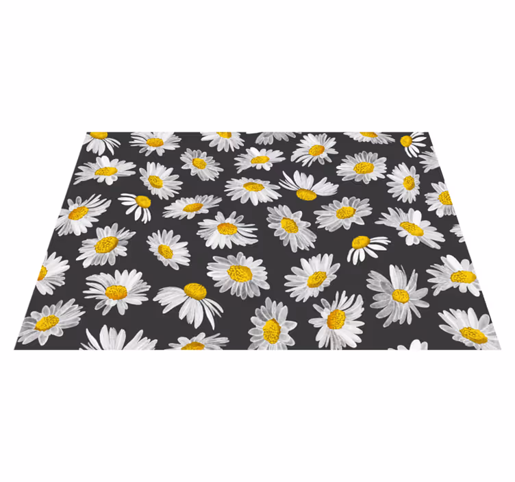Daisy grey motif vinyl rug flowers - TenStickers