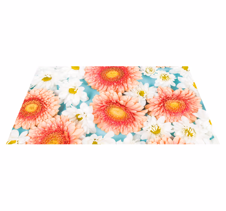 Vibrant blossom vinyl rug flowers - TenStickers