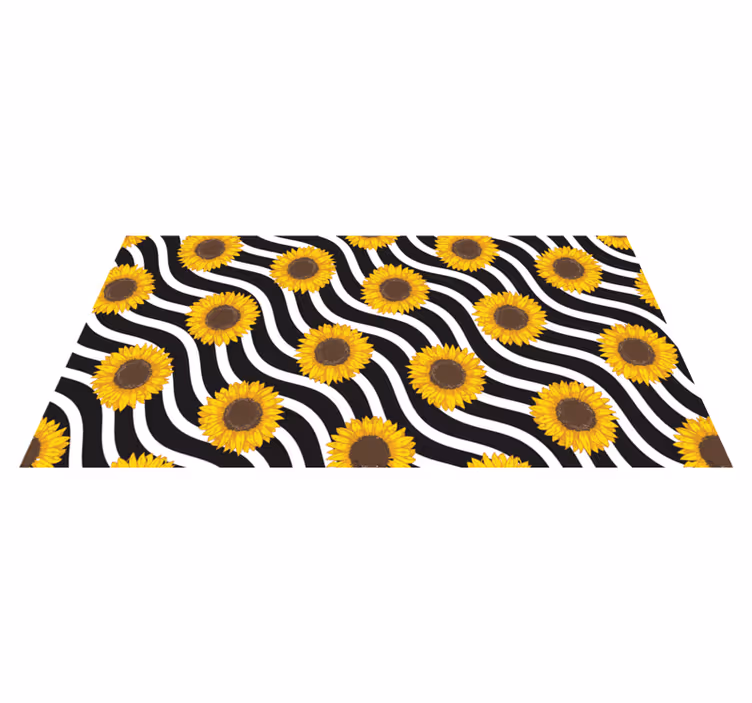 Sunflower Wave Pattern vinyl rug flowers - TenStickers