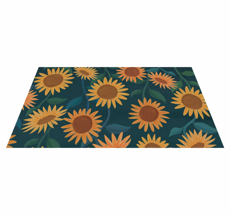 Vintage sunflower pattern vinyl rug flowers - TenStickers