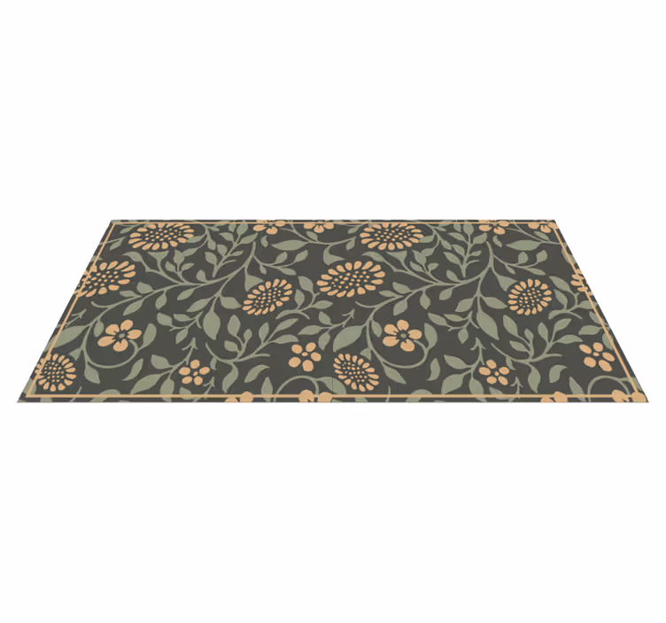 Sunflower green pattern vinyl rug flowers - TenStickers