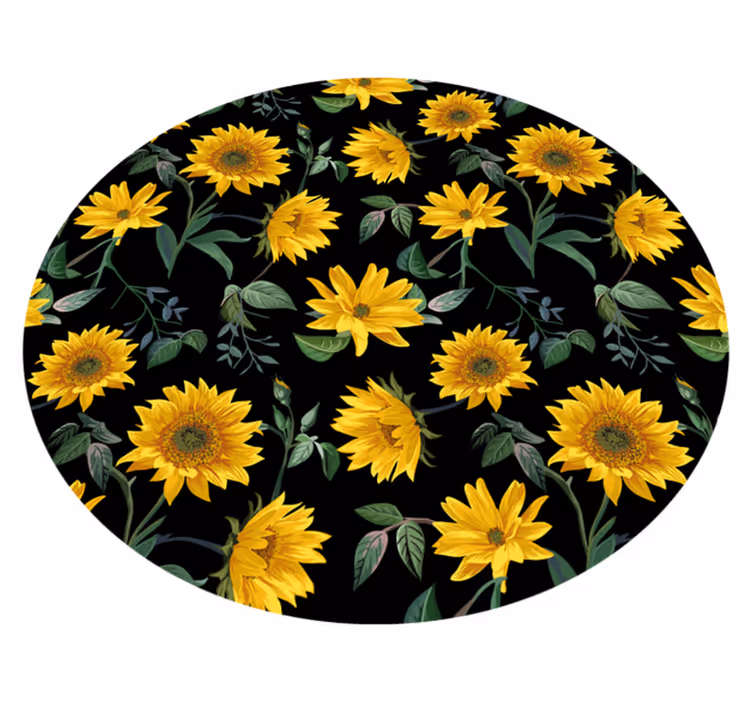 Sunflower Floral Motif vinyl rug flowers - TenStickers