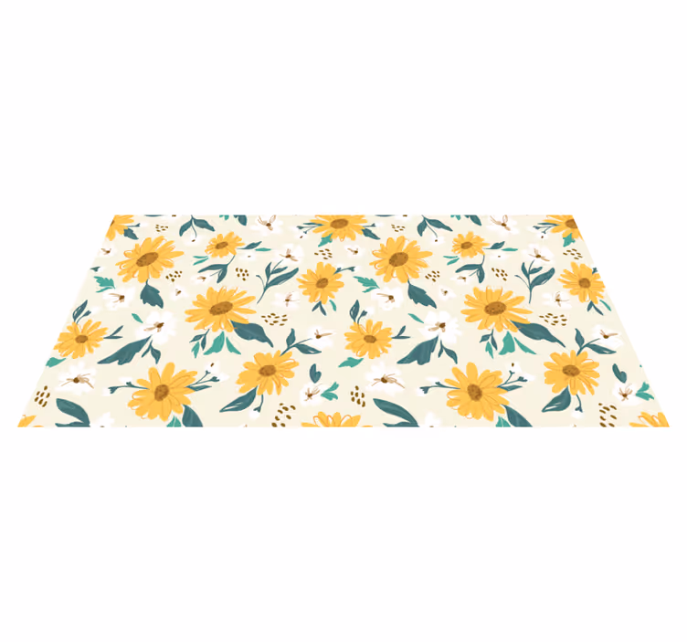 Cheerful Floral Pattern vinyl rug flowers - TenStickers