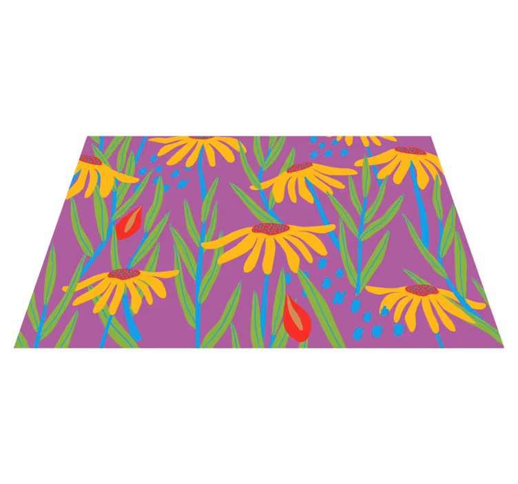Purple botanical arrangement vinyl rug flowers - TenStickers