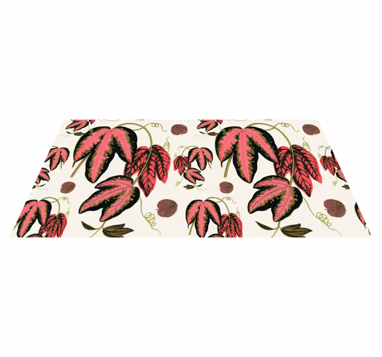 Pink Leaf Pattern vinyl rug flowers - TenStickers