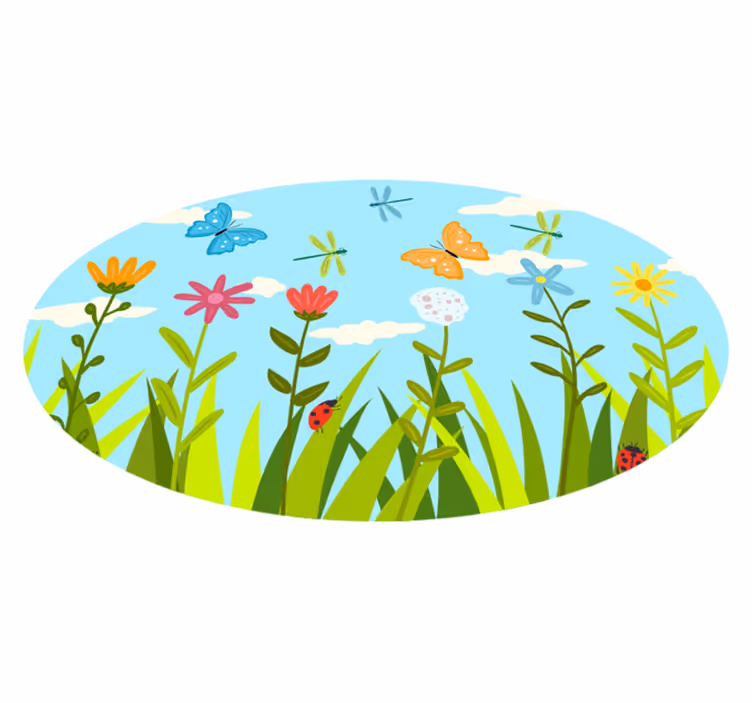 FLORAL GARDEN SCENE vinyl rug flowers - TenStickers