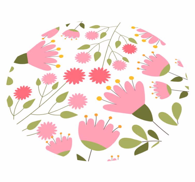 Floral Pattern Delight vinyl rug flowers - TenStickers