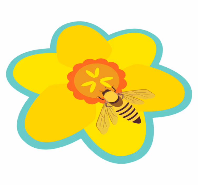Bee on a sunflower vinyl rug flowers - TenStickers