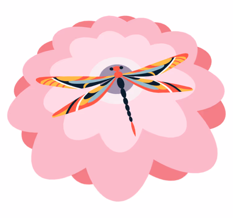 Colorful Dragonfly Centerpiece vinyl rug flowers - TenStickers