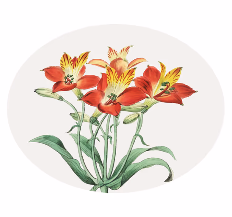 Lively Red Blossoms vinyl rug flowers - TenStickers