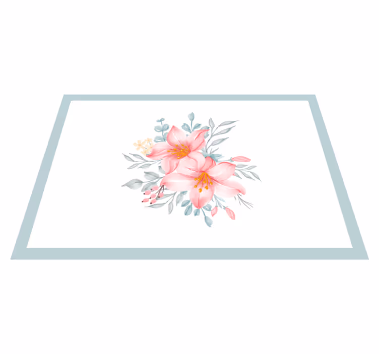 Pink Floral Elegance vinyl rug flowers - TenStickers