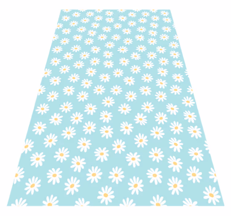 Daisy blue motif vinyl rug flowers - TenStickers