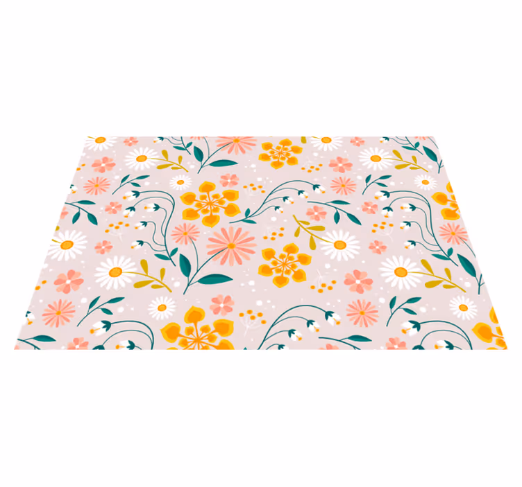Daisy field design vinyl rug flowers - TenStickers