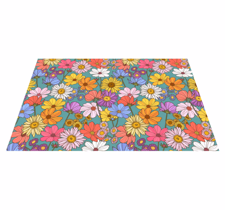 Bright colorful motif vinyl rug flowers - TenStickers