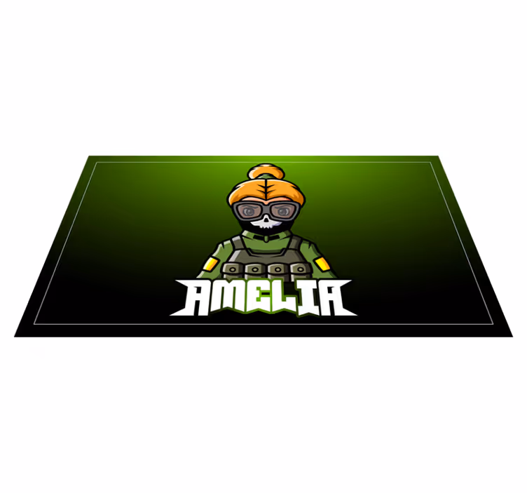 Woman soldier with name teenage bedroom vinyl rug - TenStickers