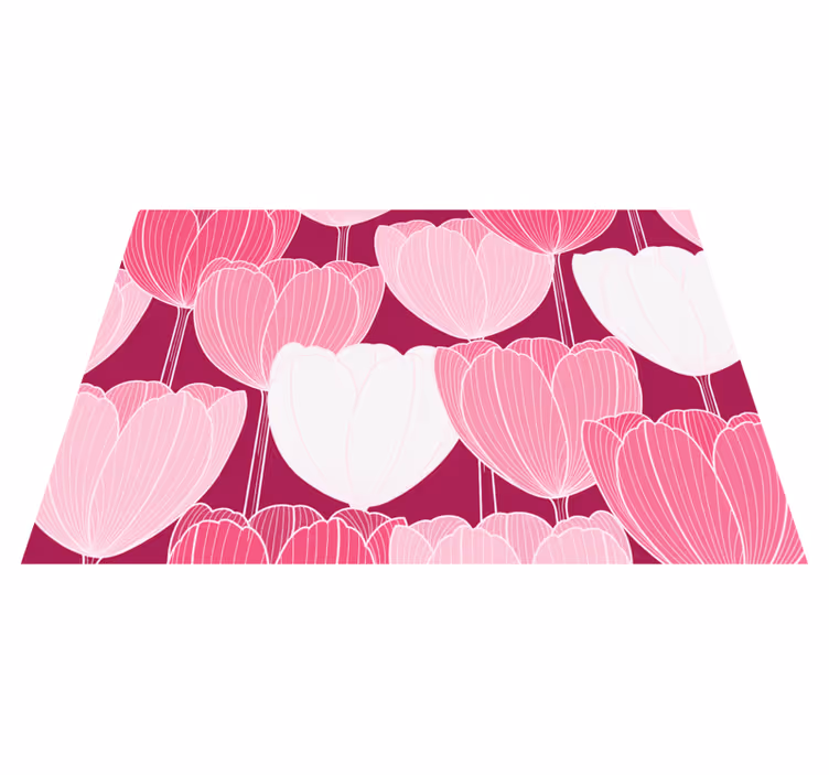 Pink tulip elements vinyl rug flowers - TenStickers