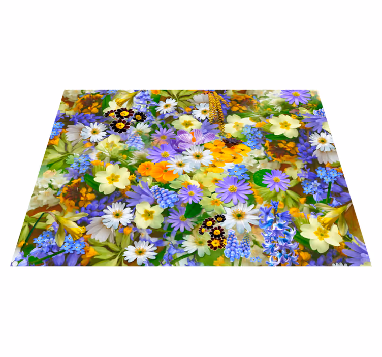 Lively Blossom Concept vinyl rug flowers - TenStickers