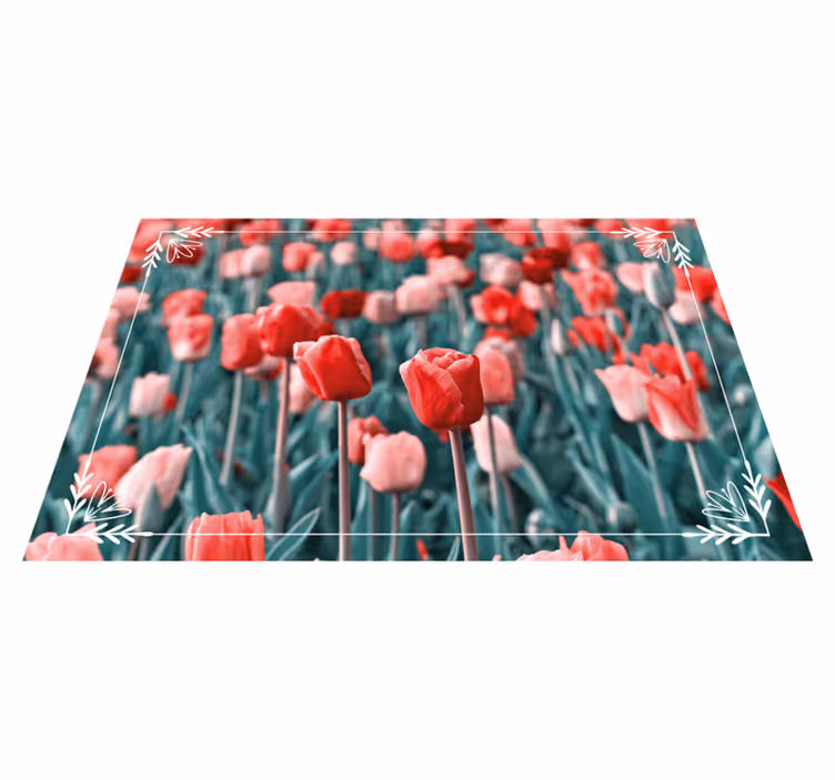 Tulip Field Scene vinyl rug flowers - TenStickers