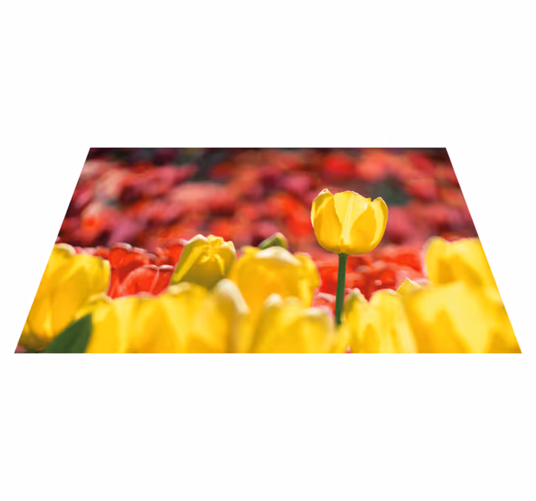 Yellow tulip blooms vinyl rug flowers - TenStickers