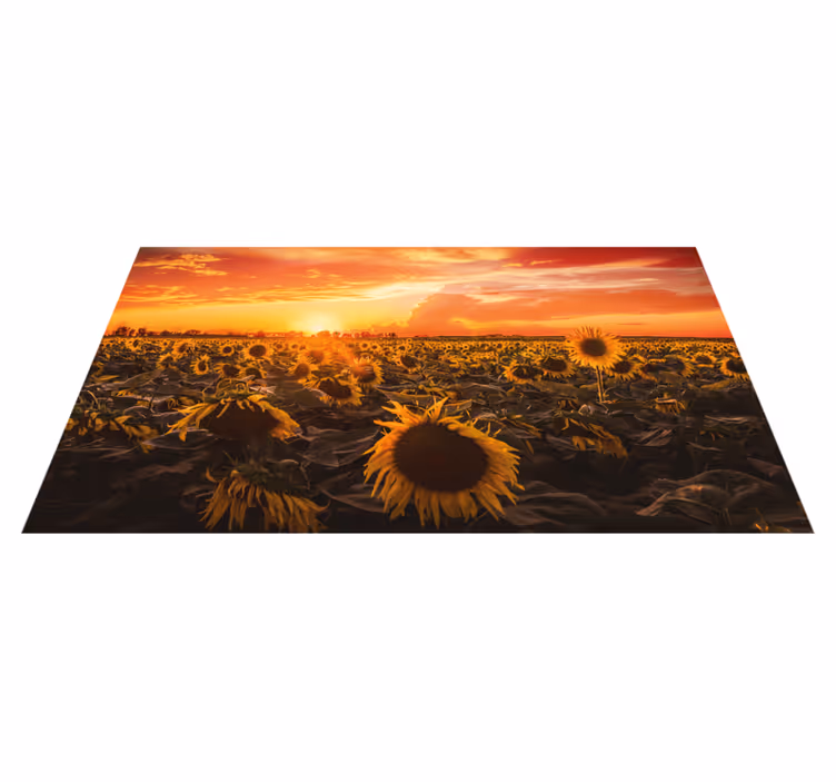 Sunflower Sunset Scene vinyl rug flowers - TenStickers
