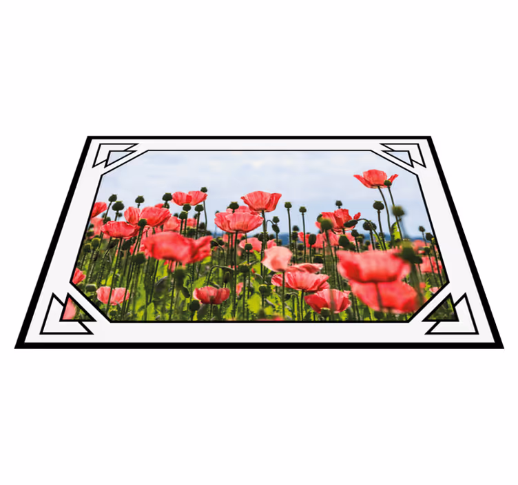 Colorful poppy field vinyl rug flowers - TenStickers
