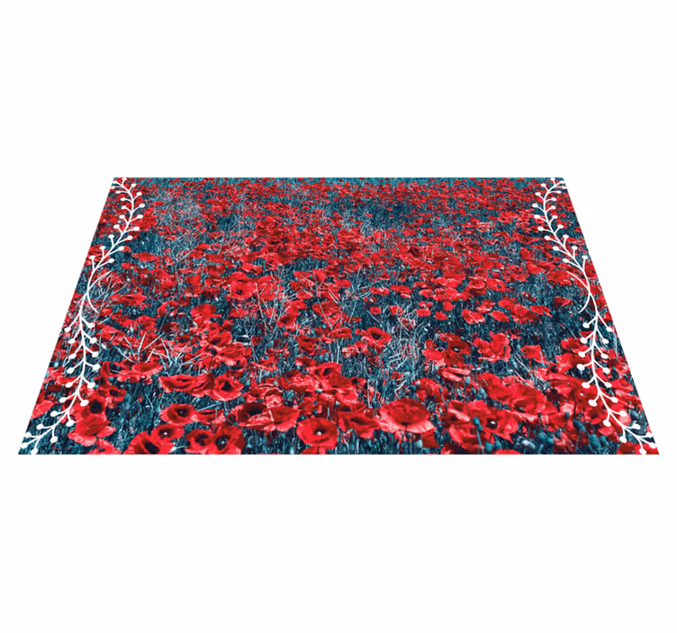 Vinyl rug flowers vibrant poppy field - TenStickers