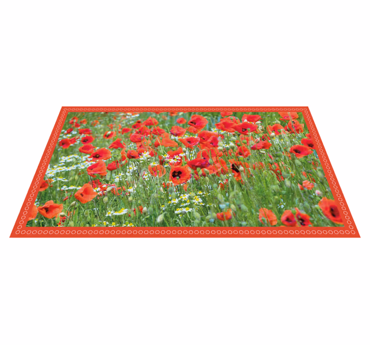 Realistic poppy field vinyl rug flowers - TenStickers