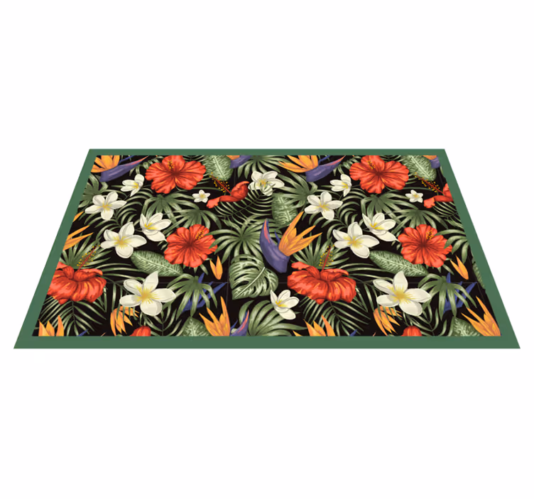 Tropical colorful pattern vinyl rug flowers - TenStickers