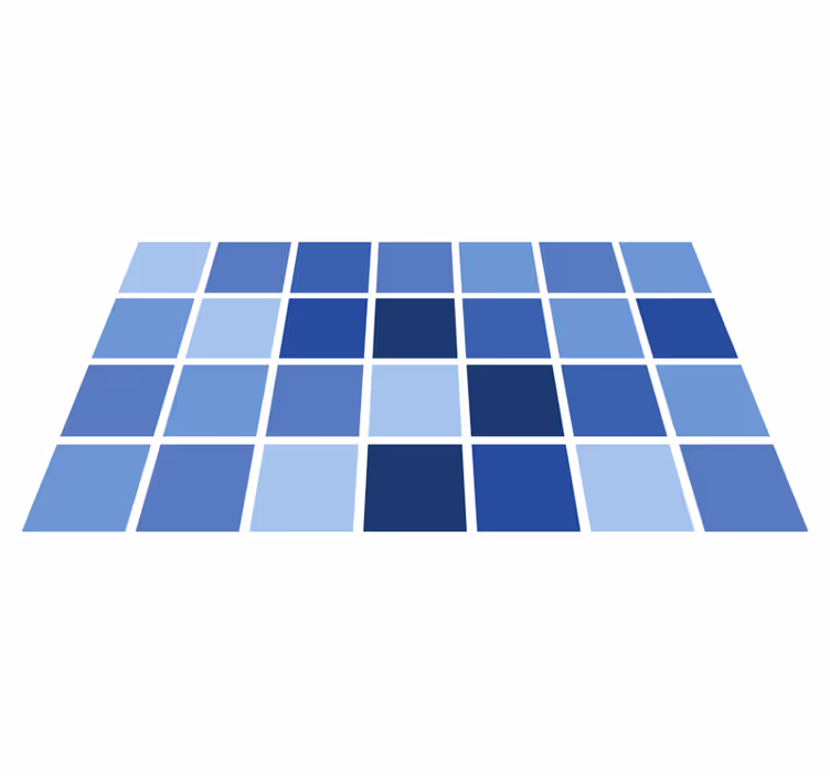Blue grid pattern vinyl rug bathroom - TenStickers