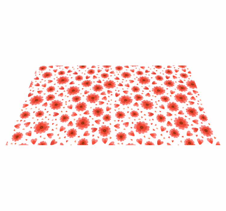 Floral Heart Pattern vinyl rug flowers - TenStickers