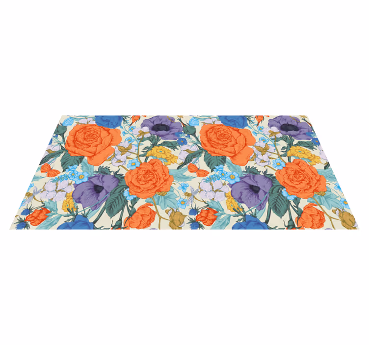 Vibrant Floral Composition vinyl rug flowers - TenStickers