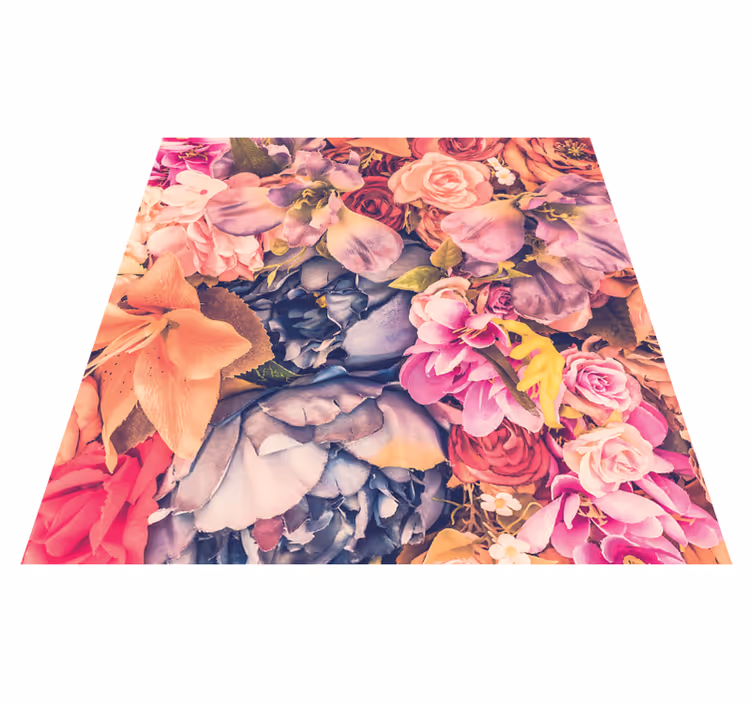 Vibrant Floral Element vinyl rug flowers - TenStickers