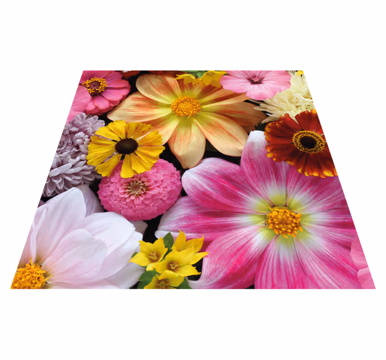 Beautiful realistic arrangement vinyl rug flowers - TenStickers