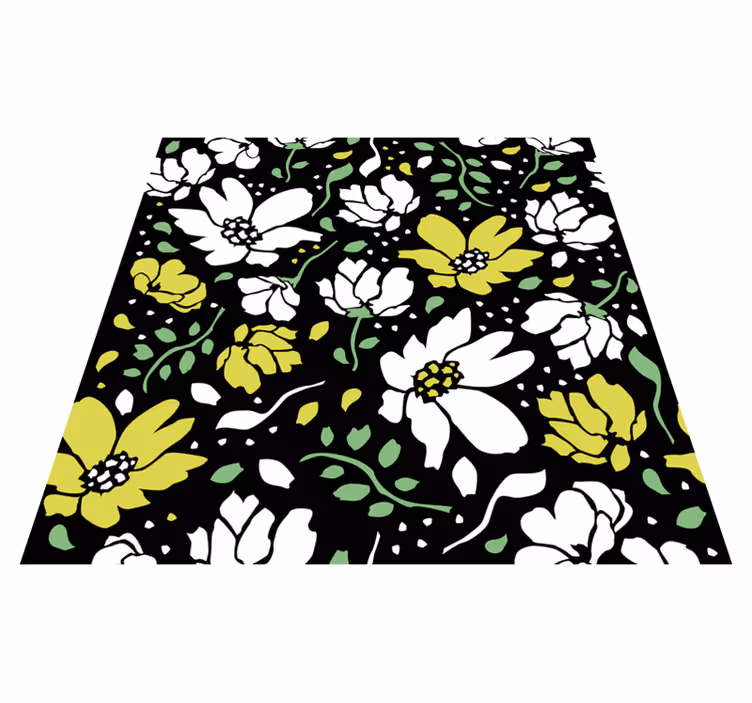 Bold Floral Pattern vinyl rug flowers - TenStickers