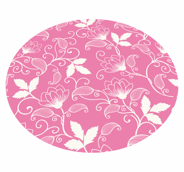 Pink Floral Swirls vinyl rug flowers - TenStickers