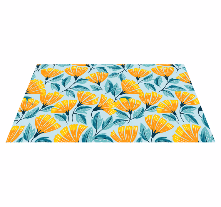 Lively Botanical Motif vinyl rug flowers - TenStickers
