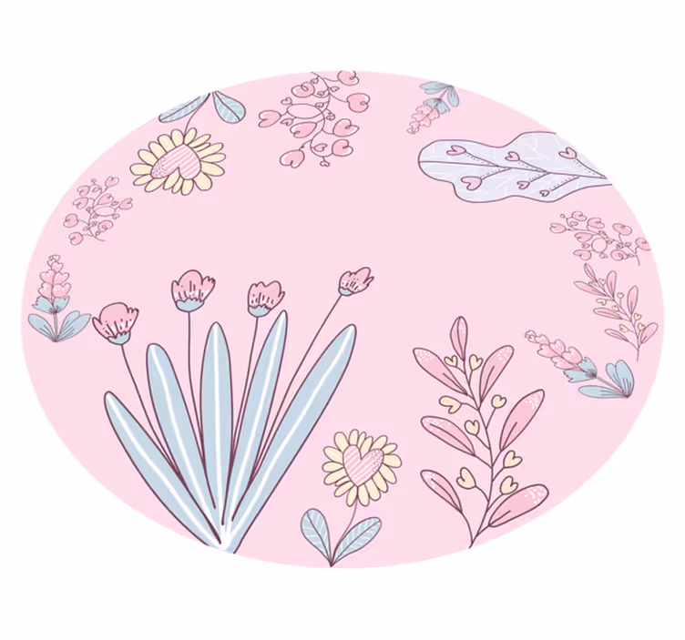 Floral Heart Patterns vinyl rug flowers - TenStickers