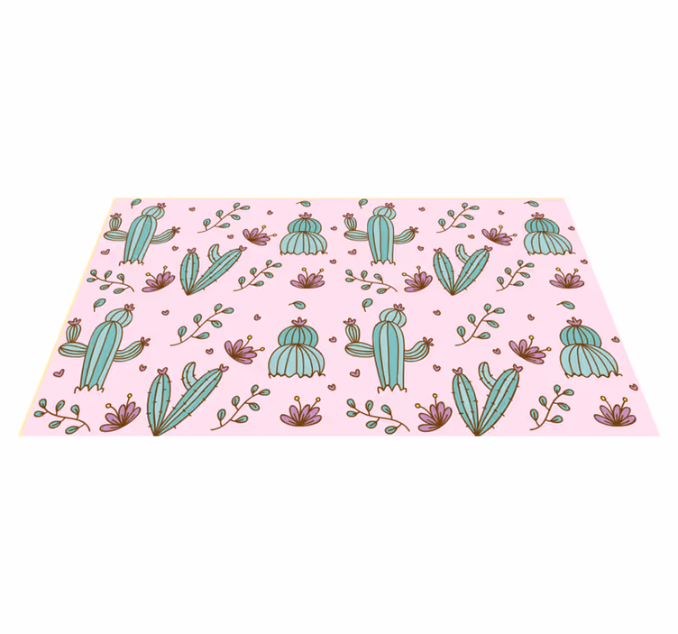 Cactus Floral Pattern vinyl rug flowers - TenStickers